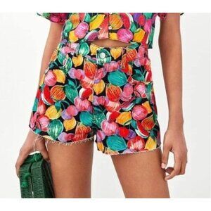 Colorful Patterned Jean Shorts